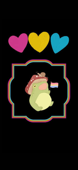Frø holder sødt LGBT-flag digital illustration — Tecno Spark 50 Pro Wallpapers