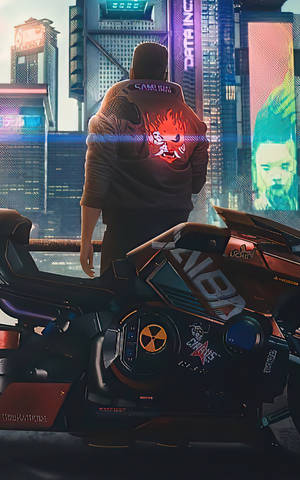 Fyr Med Jakke I Cyberpunk Til Android — Galaxy Tab Active5 Wallpapers