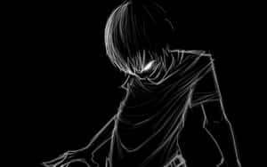 Gådefuld sort-hvid anime scene — Mørk anime GIF Wallpapers
