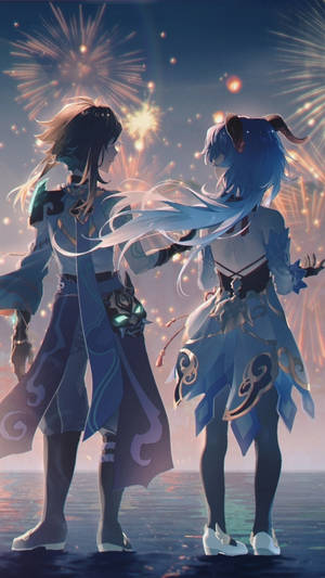 Ganyu og Ayato Genshin Impact Telefon — Genshin Impact telefon Wallpapers