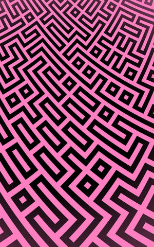Geometrisk mønster lavet af sorte linjer på lys pink overflade. Mønstret abstrakt computerdesign. — RedMagic Astra 2 Wallpapers