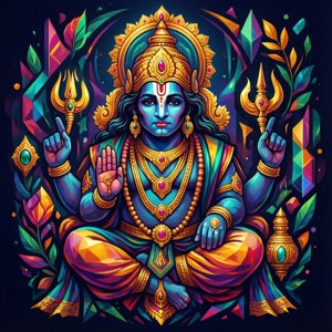 Abstrakt geometrisk fremstilling af Lord Venkateswara med levende juveltoner. — Tecno Phantom V Flip Wallpapers