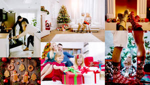 Glad Familie Julekollage tapet