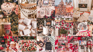Rød og hvid julecollage wallpaper — Æstetisk jul Wallpapers
