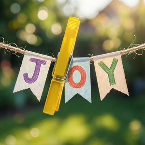 Gul klemme med banner, der staver JOY. — Tecno Phantom V Flip2 Wallpapers