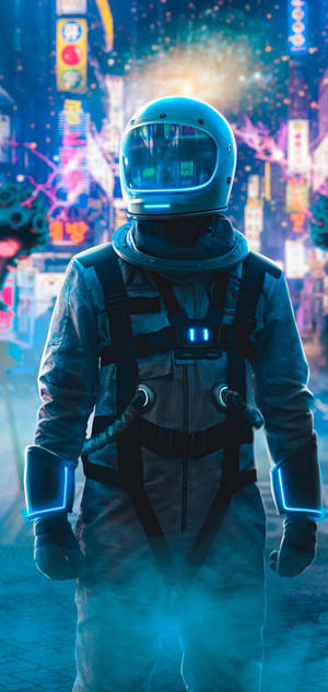 Glødende Astronaut iPhone 11 baggrund — iPhone 14 Plus Wallpapers