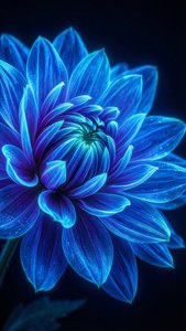 Et nærbillede i makro af en neonblå blomst, der lyser i mørket. — iPhone Se Wallpapers