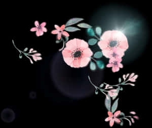 Lyserøde akvarelblomster i hjørnet, HD Png-download — Pink Floral Wallpapers