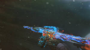 CSGO-baggrund med fantastisk kunstdesign og glødende effekt på et gevær. — 1600x900 Wallpapers