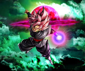 Goku Black står højt i en flammende kamp — Goku Black Wallpapers