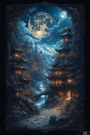Tibet, nattescene, gotisk, surrealistisk, digital kunst, tapet, mystisk — iPhone 4 Wallpapers