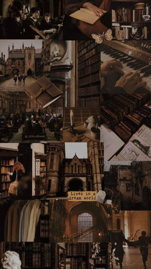 Grå og mørk akademisk æstetisk collage — Bog æstetik Wallpapers