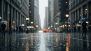 Stemningsfuldt gråt bylandskab med regn og refleksioner — Grå æstetik Wallpapers