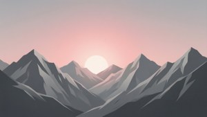 Minimalistisk bjergkæde med bløde solopgangsfarver — Grå æstetik Wallpapers