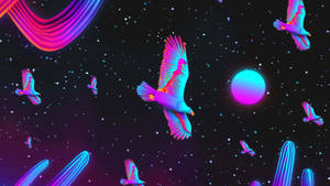 Gradient Neon Måne baggrundsbillede — Neon måne Wallpapers