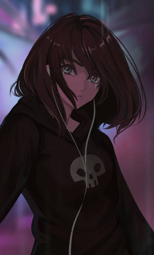 Grædende animepige i hættetrøje — Pige med hættetrøje anime Wallpapers