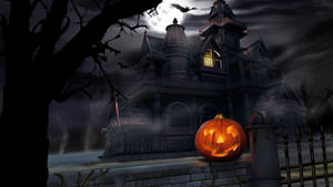 Græskar udenfor i tegneseriehalloween tapet