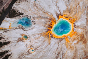 Forhåndsvisning tapet grand prismatic spring, overflade, naturskøn, wyoming, usa