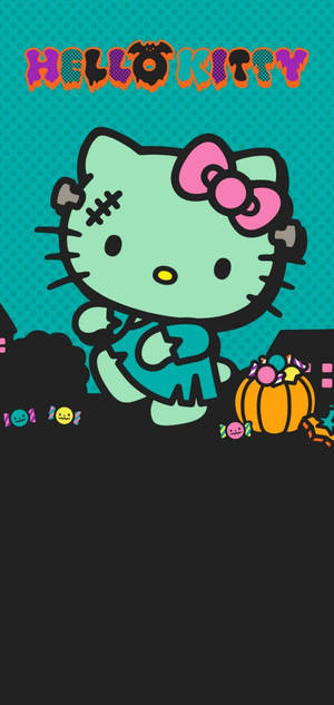 Green Hello Kitty Halloween Zombie wallpaper — iPhone 15 Wallpapers