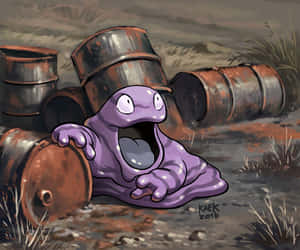 Grimer omgivet af affaldsspande — Pokemon Wallpapers