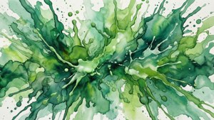 Et abstrakt akvarelstykke med grønne stænk, kunstnerisk og flydende. — Grøn æstetik Wallpapers