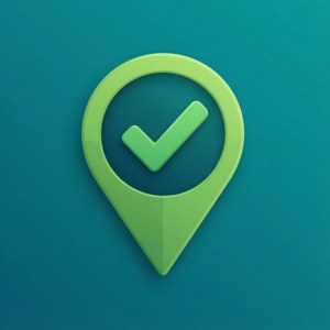 Fladt kortnål med flueben for succesfuld placering, UI-inspireret. — Pixel Watch 3 Wallpapers