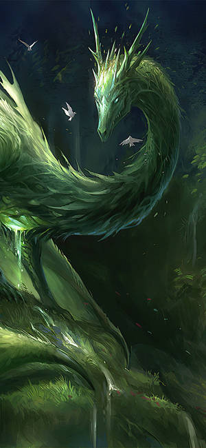 Grøn Naturdrage baggrund — iPhone Air Wallpapers