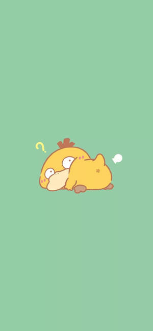 Grøn Pastel Psyduck Telefon wallpaper.