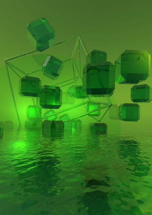 Baggrund med grønne krystal 3D-terninger — Oppo Pad 5 Matte Display Wallpapers