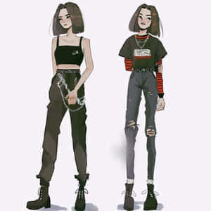 Grunge Anime — Pige med hættetrøje anime Wallpapers