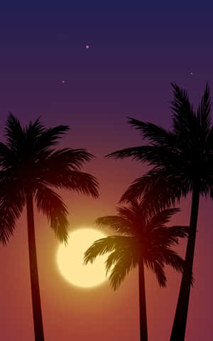 Gul solnedgang med palmetræ — Lenovo Idea Tab Wallpapers