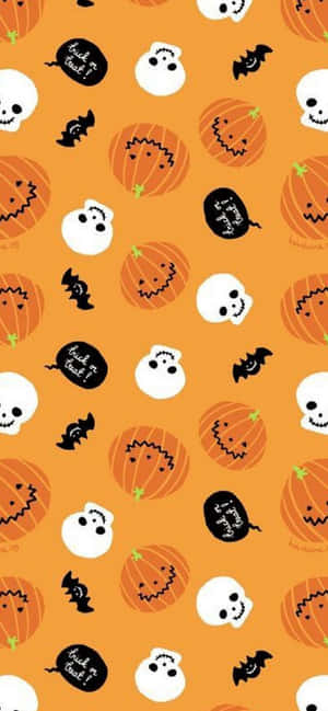 halloween græskar og kranier på orange baggrund — Nokia Wallpapers