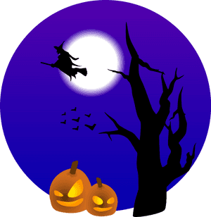 Halloween heks flyver mod fuldmåne — Sødt halloween Wallpapers