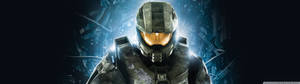 Halo Master Chief forfra med dramatisk baglys wallpaper — 32:9 Wallpapers