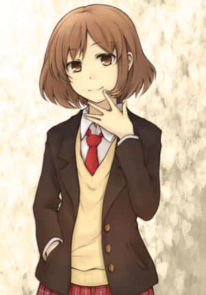 Haruhi Sasaki poserer mod en naturskøn baggrund — Xiaomi Mix Wallpapers