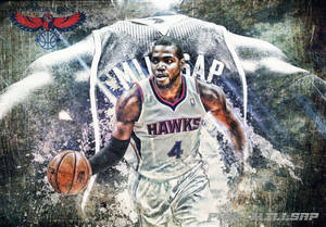 Hawks Paul Millsap grunge art wallpaper — Neutral Wallpapers