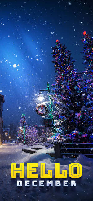 Hej December snefyldt juleaften tapet. — iPhone 16 Pro Max Wallpapers