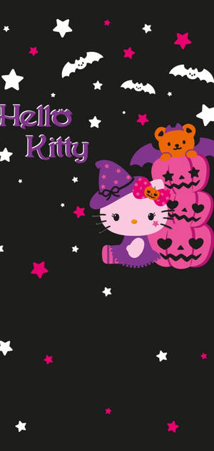 Hello Kitty Halloween Lyserøde Jack O'Lanterns tapet — iPhone 15 Plus Wallpapers