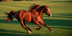 hest,galop,løb,solnedgang,bevægelse,hastighed,natur,vild,kraft,styrke,brun,græs,mark,atletisk,landskab