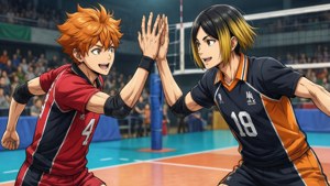 Sportsbaggrund af Hinata og Kageyama fra Haikyuu!! — Anime par GIF Wallpapers