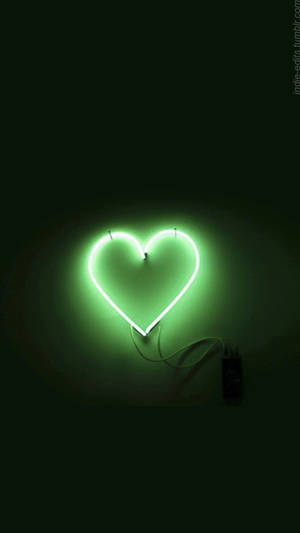 Hjerte Neon Grøn Æstetik — Grøn æstetik Wallpapers
