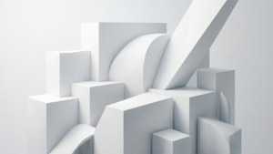 En moderne 3D abstrakt komposition af hvide geometriske former med subtile gradienter. — Hvid æstetik Wallpapers