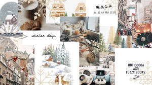Baggrundsbillede med hvid julecollage — Æstetisk jul Wallpapers