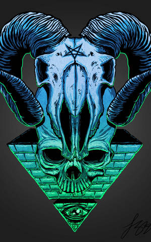 Illuminati kranium i omvendt pyramide på sort baggrund tapet — Galaxy Tab S10 Ultra Wallpapers