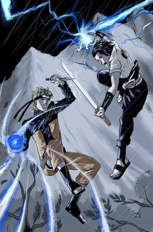 Intens kampansigt - Sasuke vs Naruto iPhone Wallpaper