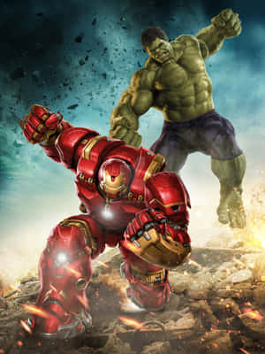 Iron Man og Hulken i en episk kamp — Galaxy Z TriFold Wallpapers
