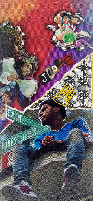 J Cole kunstnerisk collage wallpaper — iPhone 12 mini Wallpapers
