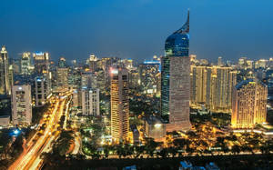 Jakartas forretningscenter baggrundsbillede — Skumring Wallpapers