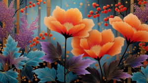 abstrakt, japansk, maleri, blomster, blomstrende, livlig, kunst, natur, design, illustration, traditionel, moderne, løv, botanisk, kunstnerisk — Abstrakt Wallpapers