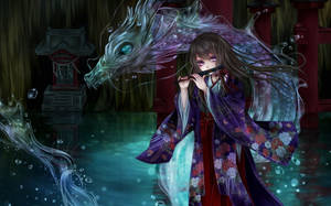 Japansk drage pc-pige og vanddrage — Japansk drage Wallpapers